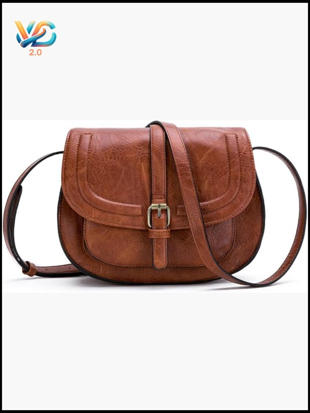 Vegan Leather Crossbody Bag - Small Saddle Purse Boho Shoulder Bag
